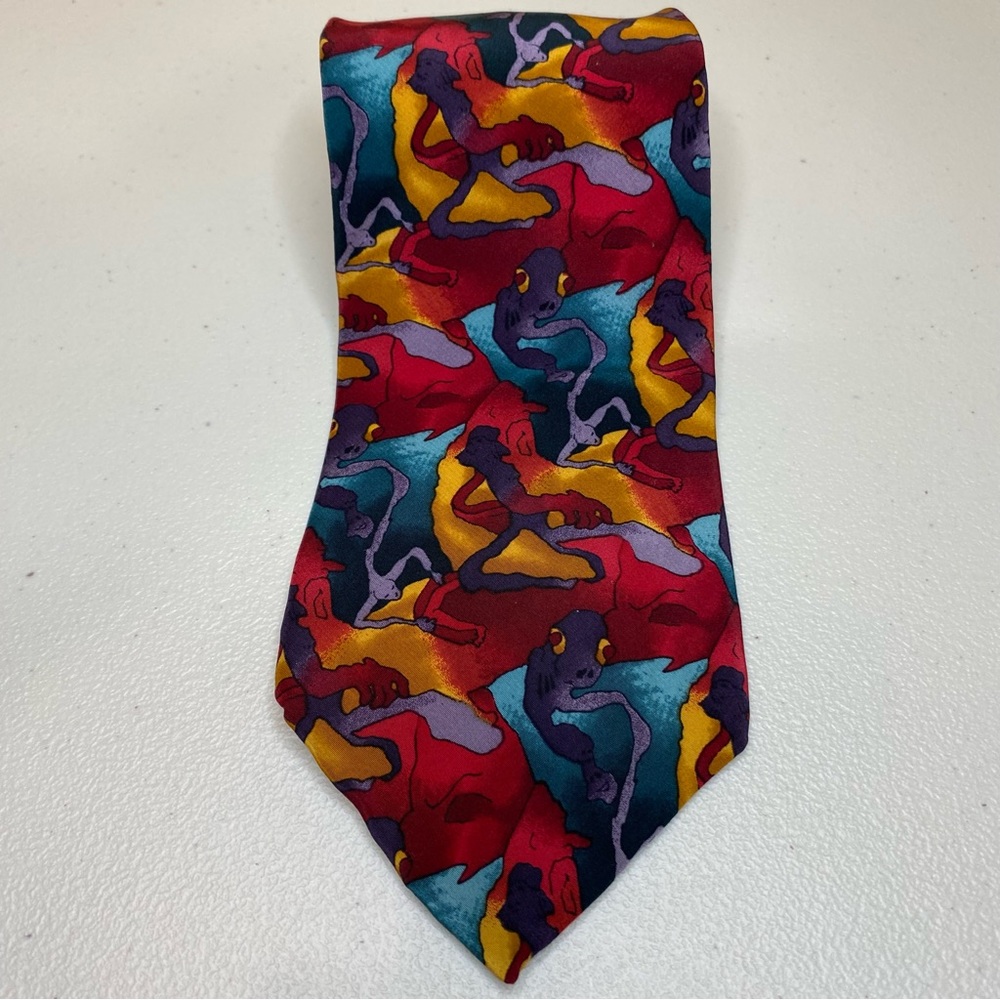 VTG J. Garcia 100% Silk Neck Tie Cartoon Limbo USA